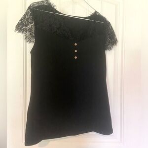 Black top with lace sleeves